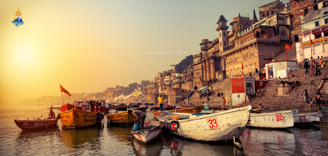 Ghats of southern Varanasi from the river