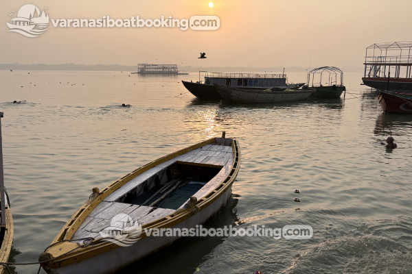 Boats moored in the morning light