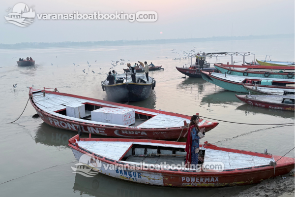 Boats on the Ganga near Scindia Ghat