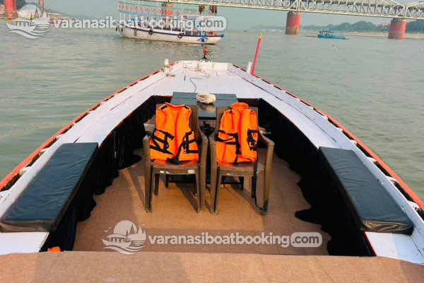 Life jackets ready on a Varanasi boat